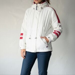 Fila Vintage White & Red Hooded Jacket – Size 6 Medium – Great Condition